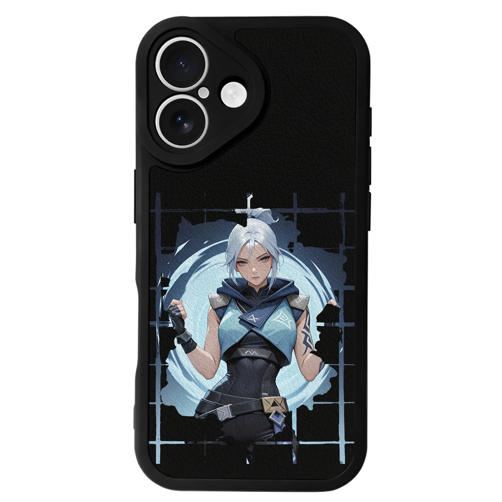 VALORANT グッズ,ジェット - IPhone 16シリーズ対応 ・ シリコンスマホケース ・ レザー調 ・ 高精度フィット ・ 耐衝撃 ・ ワイヤレス充電対応 ・ 精密カット